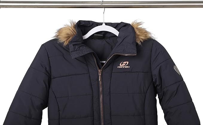 Finnhomy Heavy Duty 50 Pack Plastic Hangers, Clothes Hangers with New Generation Non-Slip Pads,Space Saving Easy Slide Organizer for Bedroom Closet, Great for Shirts, Pants, White