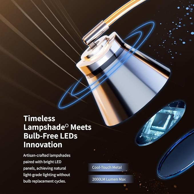 AXX Reading Floor Lamp for Living Room, Flexible Gooseneck Standing Lights for Task, Craft, Architect - Small-Shade, Metal, LED, Black, Bright, Dimmable