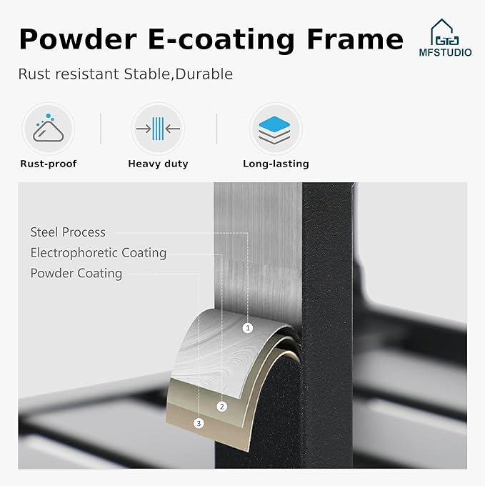 MFSTUDIO Patio Table and Chairs Set, Patio Dining Sets for Deck/Backyard/Poolside/Garden, Outdoor Dining Set for 6 with Umbrella Hole, Metal Frame