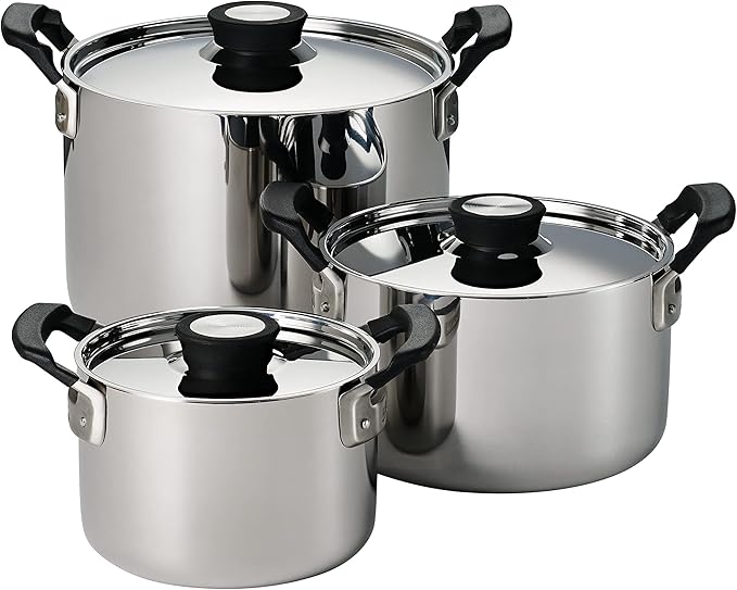 Tramontina Nesting 6 Pc Stainless Steel Tri-Ply Clad Sauce Pan and Stock Pot Set, 80116/048DS