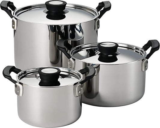 Tramontina Nesting 6 Pc Stainless Steel Tri-Ply Clad Sauce Pan and Stock Pot Set, 80116/048DS