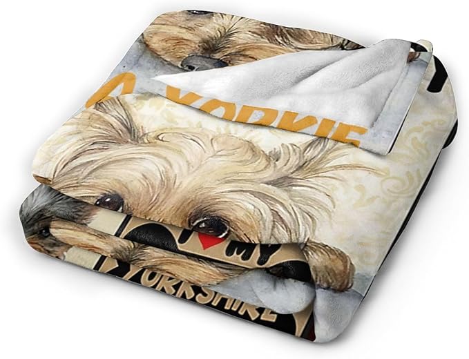 Funny Dog Blanket Soft Cute Kawaii Yorkshire Terrier Dog Plush Throw Blanket Cozy Lightweight Flannel Stuff Decor Fleece Blanket Gifts for Lovers Girls Boys Kids Adults Women Bed Travel 60"x80"