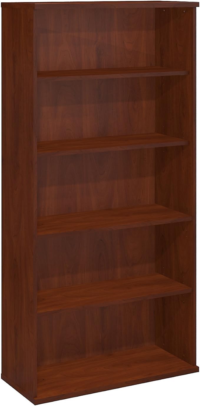 Bush Business Furniture Series C 36W Tall 5 Shelf Bookcase in Hansen Cherry, Large Storage and Display Bookshelf for Home or Professional Office