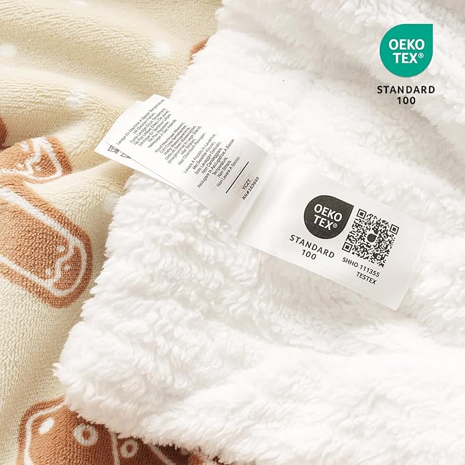 Cozy Bliss Christmas Sherpa Throw Blanket, Gingerbread Sugar Stick Throw Blankets Fluffy Thick Warm Plush Fuzzy Blanket for Couch, Bed and Gifts(50 * 60)