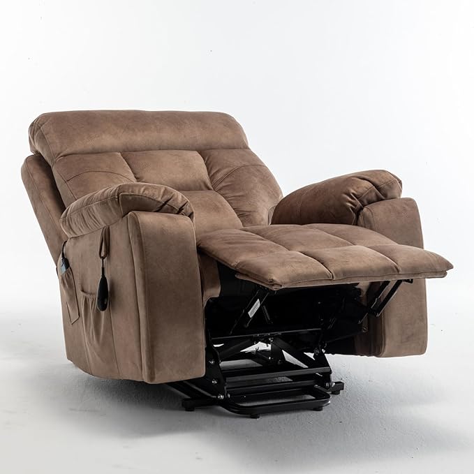 Lift Recliner Chairs for Elderly, 26in Extra Wide Power Recliner Chair with Cup Holder(Hidden), Large Recliner Chairs for Adults Big and Tall Relaxing (Antique Brown)