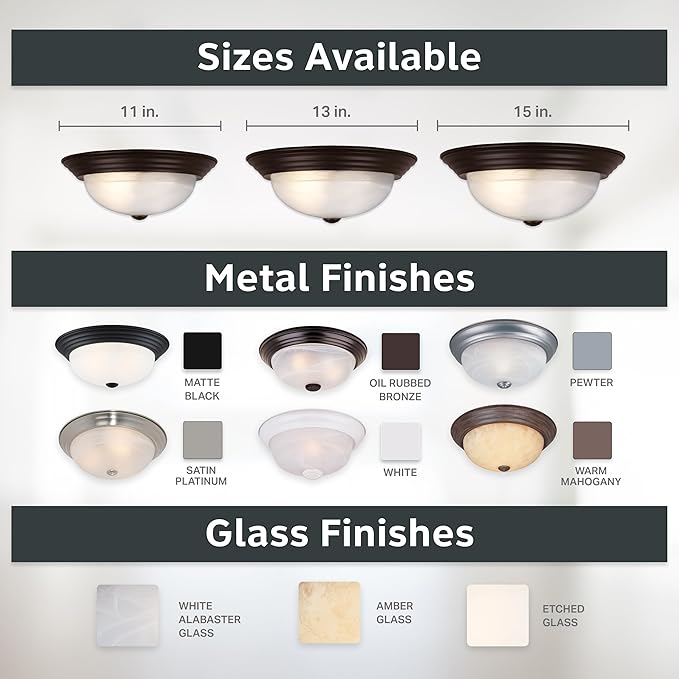 DESIGNERS FOUNTAIN Reedley 2-Lights Flush Mount Ceiling Light, 11 Inch Lighting Fixture for Kitchen, Bedroom, Bathroom, and Hallway, White Alabaster Glass, Oil Rubbed Bronze, 1257S-ORB-AL