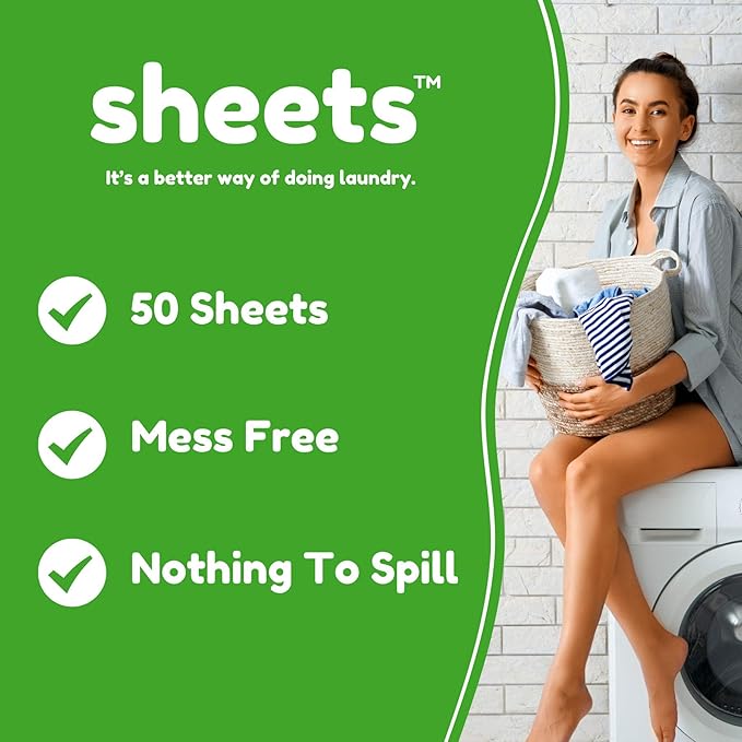 Sheets Laundry Club Bundle - 50 Pack (up to 100 loads) Fresh Linen Detergent Sheets & 40 Pack Lavender Dryer Sheets - New Liquidless Technology, Travel Essential Cleaning Supplies
