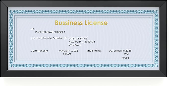 4x9 Aluminum Picture Frame - 4 x 9 Business License Certificate with Real Glass,Tabletop Display, Mounting Horizontally or Vertically Decor for Wall Gallery 9x4 Poster Photo Frames, Black