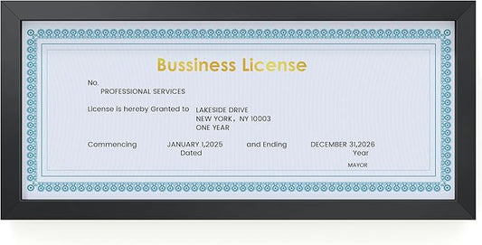 4x9 Aluminum Picture Frame - 4 x 9 Business License Certificate with Real Glass,Tabletop Display, Mounting Horizontally or Vertically Decor for Wall Gallery 9x4 Poster Photo Frames, Black