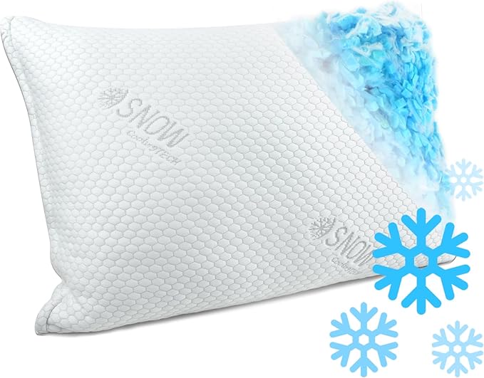 Cooling Pillows for Sleeping, Adjustable Shredded Memory Foam Pillow, Standard Size Set of 1 for Side, Back and Stomach Sleeper, College Dorm, Oeko-TEX Certified（20x26）