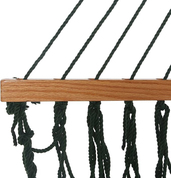 Original Pawleys Island 12DCG Single Green DURACORD Rope Hammock with Free Extension Chains & Tree Hooks, Handcrafted in The USA, Accommodates 1 Person, 450 LB Weight Capacity, 12 ft. x 50 in.