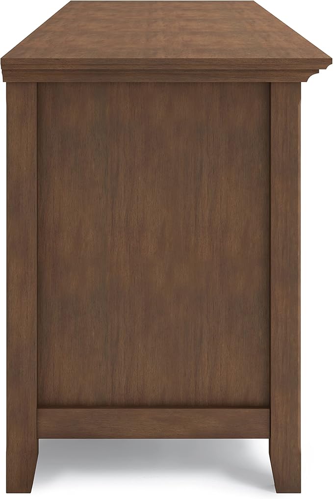 SIMPLIHOME Amherst 72-inch Wide Solid Wood TV Stand in Rustic Natural Aged Brown, Transitional-Style Media Console for Living Room with Cable Management and Adjustable Shelves, Fits 80" TVs