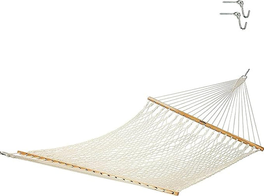 Original Pawleys Island 13OC Original Deluxe Cotton Rope Hammock with Free Extension Chains & Tree Hooks, Handcrafted in The USA, Accommodates 2 People, 450 LB Weight Capacity, 13 ft. x 55 in.