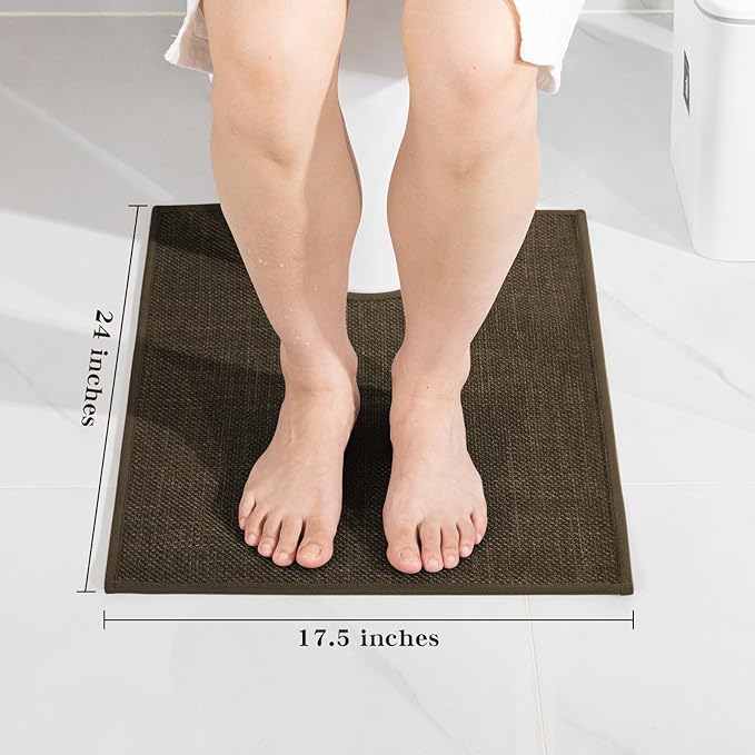 chakme Bathroom Rugs Mat U-Shaped 24x17, Ultra ThinNon Slip Bath Mat Small Quick Dry Absorbent Bath Matfor Bathroom Floor, (Brown, U-24"x17")