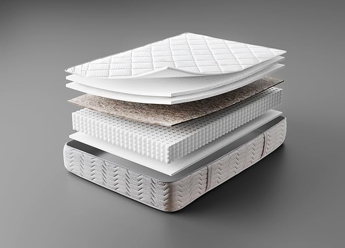 Ottomanson Full 12” Hybrid Mattress - Rock Salt Infused Quilted Cover - Made in USA - Medium-Firm Support - Individually Pocketed Coils & CertiPUR-US Foam - Fiberglass-Free - Bed in a Box