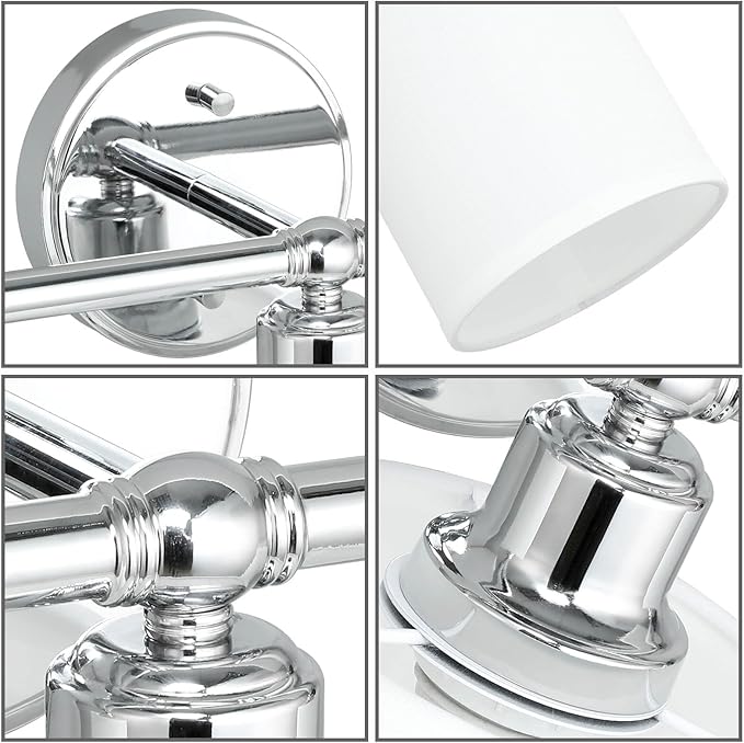 XiNBEi Lighting Wall Light, Bathroom Vanity Light with Fabric Shade, 3 Light Wall Fixture Chrome Finish for Bathroom XB-W1214-3-CH