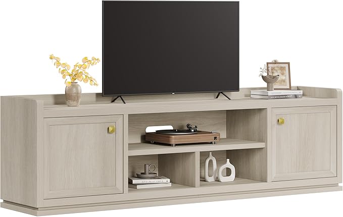 SICOTAS TV Stand Entertainment Center - 67" TV Console for Living Room Modern TV Stand for Bedroom, Media Console with Shelf and Cabinet, Entertainment Stand for TVs up to 65 75 Inch(Grey White Oak)
