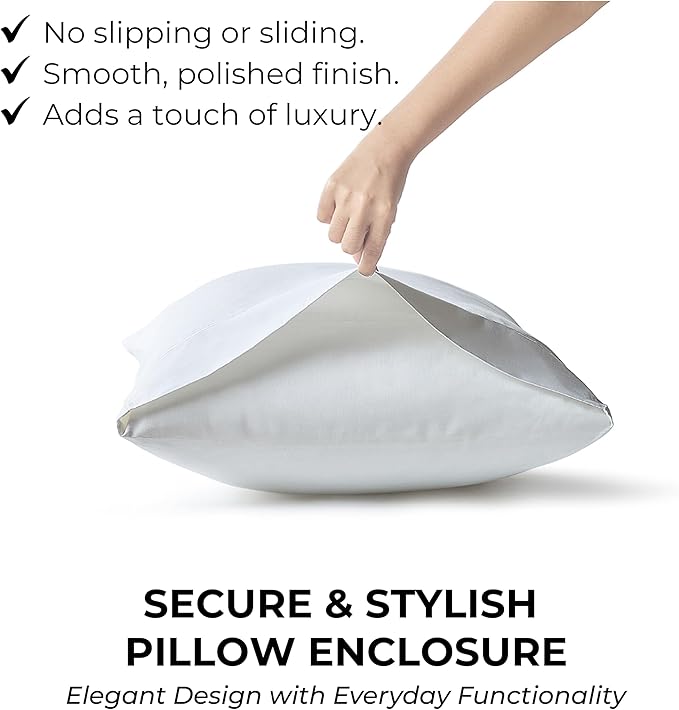 100% Natural Cotton Sheets Queen Size Bed Set | 500 TC Single-Ply Sateen Weave | Soft, Breathable, Hypoallergenic Solid 4-Piece Bedding with Deep Pocket Fitted, Flat, Pillowcase | White