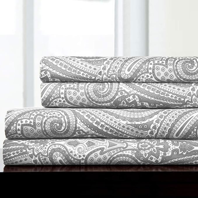 1500 Supreme Collection California King Sheet Sets Paisley - Luxury Hotel Bed Sheets and Pillowcase Set for California King Mattress - Extra Soft, Elastic Corner Straps, Deep Pocket Sheets, Paisley