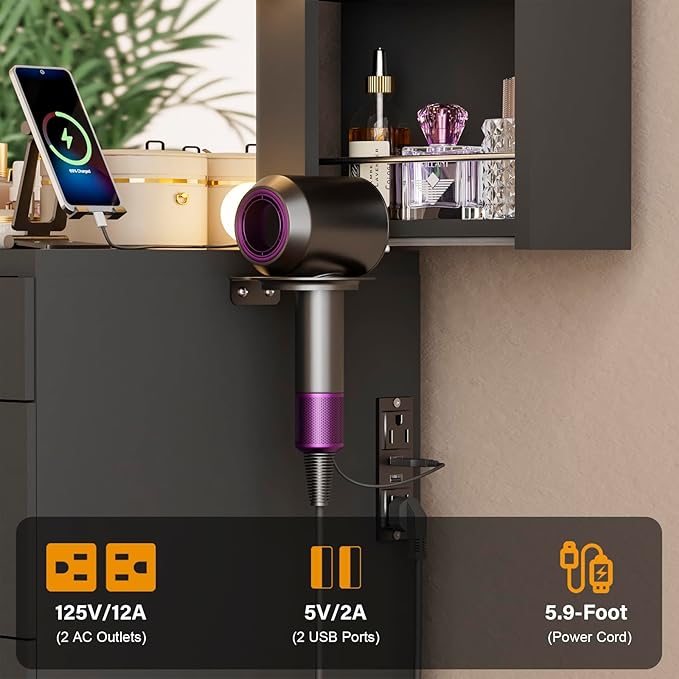 Likein Vanity Desk with Mirror and Lights, Black Vanity with Hidden Jewelry Storage Cabinet, Charging Station, 11 Drawers Makeup Vanity with Lights, Crystal Knobs, 3 Color Lighting Modes for Girls