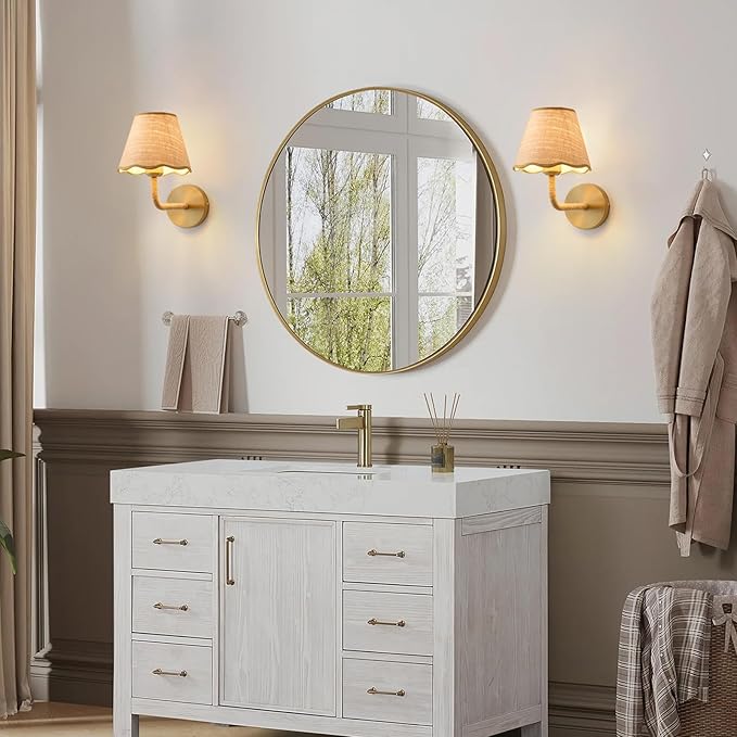 Boho Hand Woven Ratten Wall Sconce, Single Wall Lamp with Grass-Woven Lampshade for Bedroom Living Room Hallway Porch, E26 Base