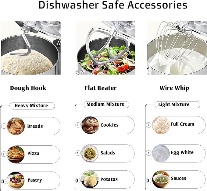 Kitchen in the Box Stand Mixer, 900W 8.5 QT Kitchen Electric Mixer, 10-Speed Large Capacity Tilt-head Food Mixer with Dough Hook, Wire Whip, Flat Beater & Splash Guard (Silver)