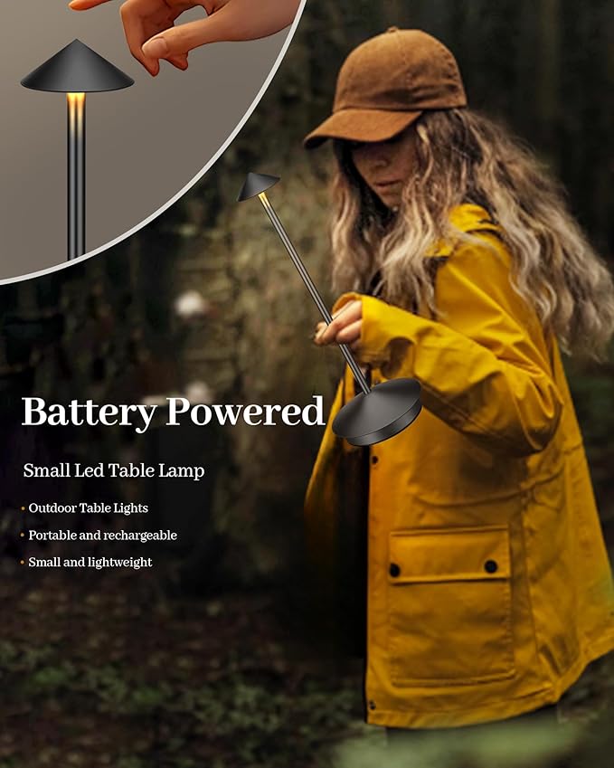 Portable Led Cordless Lamp Table Light, Rechargeable 6000mAh Battery Outdoor Table Lamp for Dinning Restaurant Patio Bedroom Camping, IP54 Waterproof, Dimmable