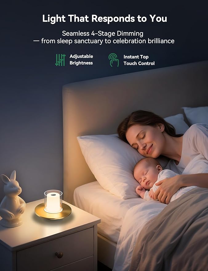 Tubicen Cordless Lamp for Table, Battery Operated Rechargeable Cordless Table Lamp 4-Level Touch Dimmable Electronic LED Flameless Candle Lamp for Home Decor Seasonal Festival Celebration Anniversary