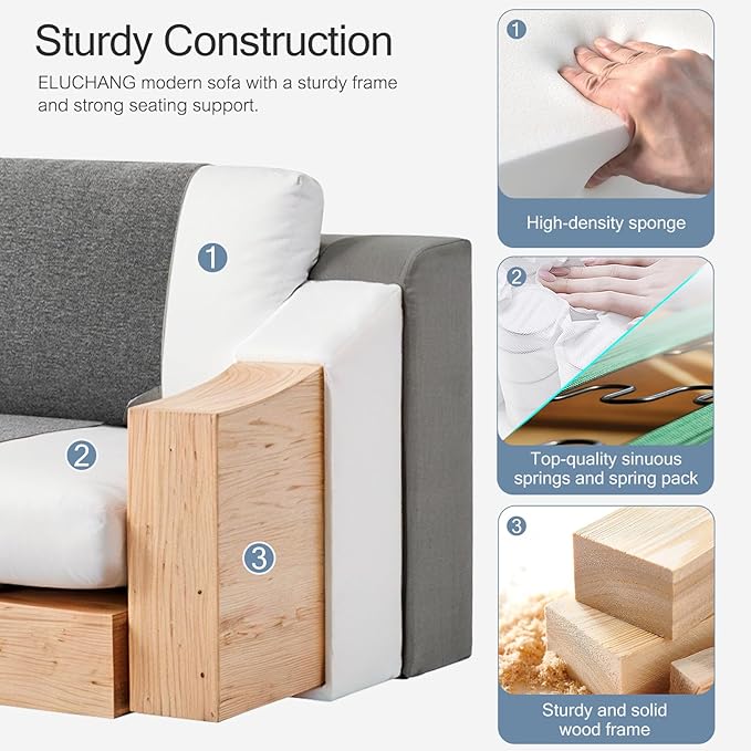 ELUCHANG 47" W Oversized Accent Chair Set of 2, Linen Fabric Modern Chair, Washable Covers, Comfy Upholstered Large Reading Armchair for Living Room, Bedroom, Office, Dark Grey