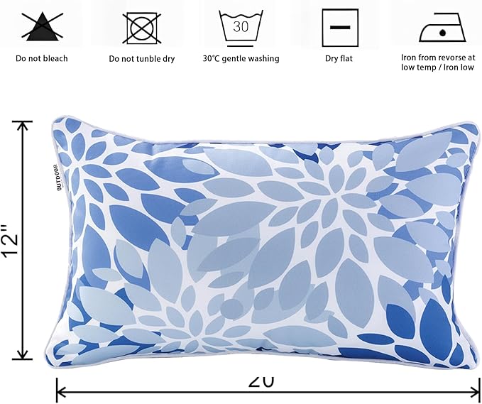 Outdoor Lumbar Pillows - Decorative Pillows with Insert Included Set of 2 Outdoor Pillows for Patio Furniture 12x20 Inch