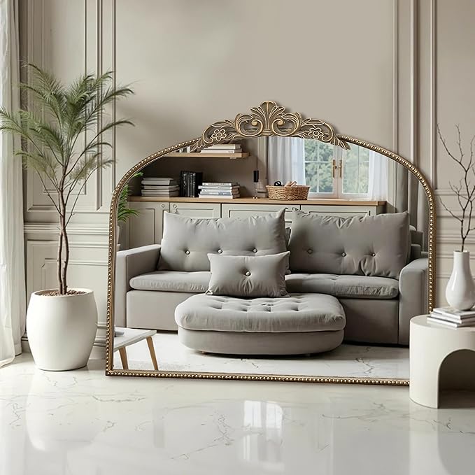 Micasso Gold Antique Wall Mirror: 29"x 36" Large Arched Mirror - Arendahl Traditional Ornate Baroque Decorative Mirror for Home Decor/Entryway/Fireplace/Living Room/Hallway/Bathroom