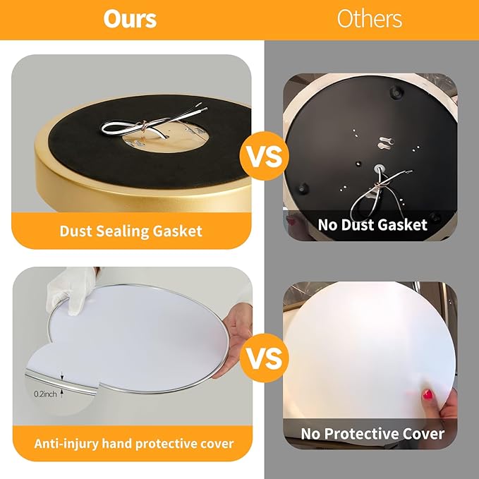 LED 12 in Round Flush Mount Ceiling Light Gold 24W 2700K-5000K,Thyristor Dimmable,Metal Gold Ceiling lamp and is Ideal for hallways,Kitchens,bedrooms, corridors,Children's Rooms 3 Pack