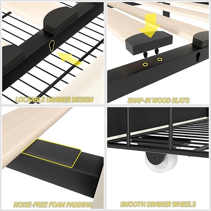 VECELO Full Size Upholstered Platform Bed Frame with 4 Storage Drawers, Adjustable Velvet Headboard Nailhead, Wooden Slats Support, No Box Spring Needed, Easy Assembly