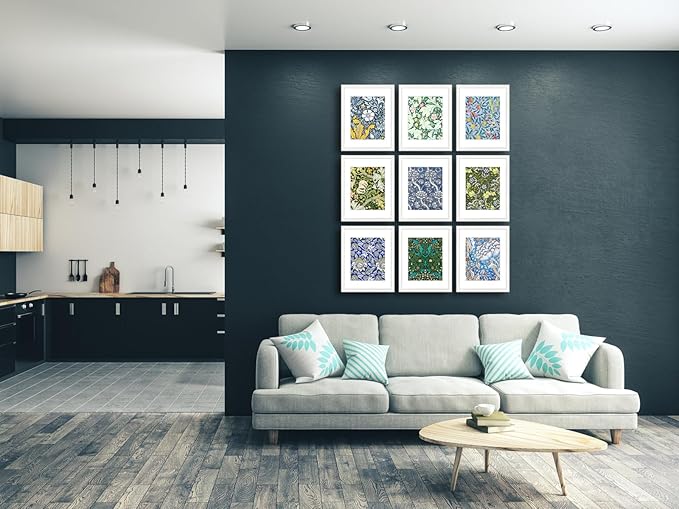 11x14 Picture Frame Set of 9 for Pictures 8x10 with Mat or 11x14 Without Mat, Wall Gallery or Tabletop display Photo Frames in White