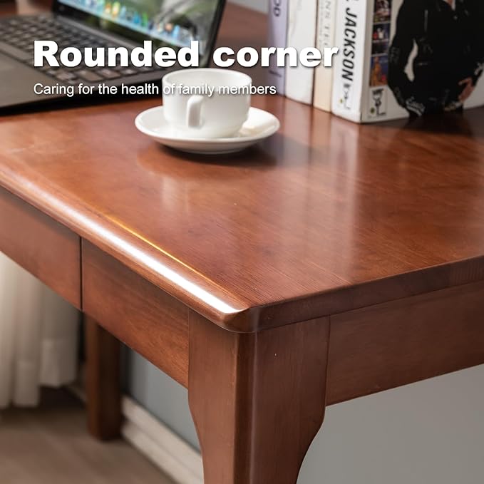 Solid Wood Desk with Drawers, Small Computer Desk for Small Spaces, Gaming Study Home Office Desks for Work, Student PC Desk for Bedroom, Escritorios para Cuartos (Cherry Color, 47inch)