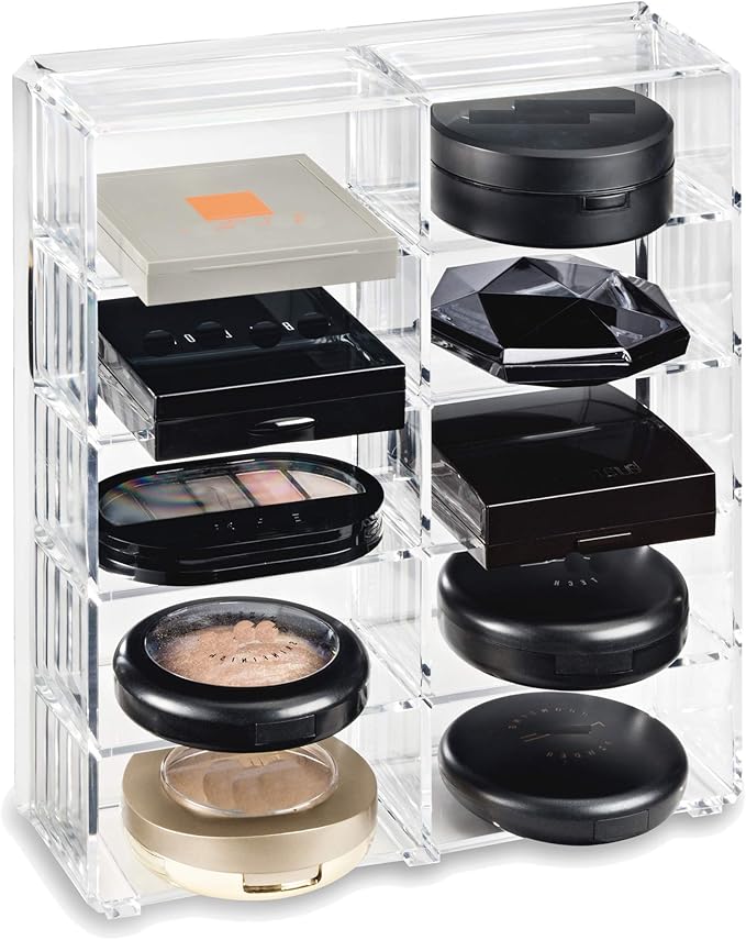 BY ALEGORY Acrylic Makeup Compact Organizer Large Drawer Display Case Storage for Blush Bronzer Powder Beauty Cosmetic Refillable Container Tray (2)