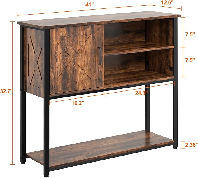 41" Console Table with Storage Shelf, Entryway Table with Storage, Behind Couch Table, Sofa Table for Entryway, Hallway, Living Room, Foyer, Kitchen, Rustic Brown