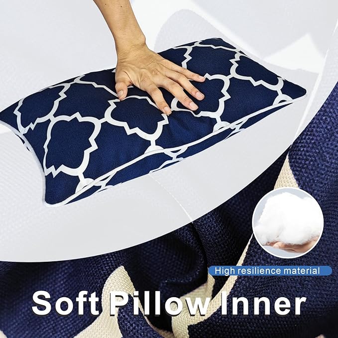 JMGBird 12×20 Inch Outdoor Lumbar Pillows Pack of 2 Colors Waterproof Throw Pillows with Insert Rectangular Decorative Garden Cushion for Home Furniture Patio Coach Sofa