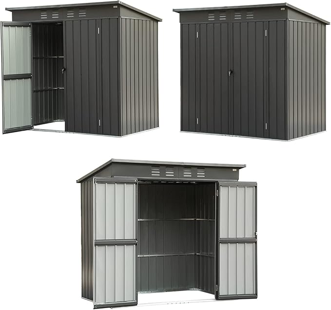 Domi Outdoor Storage Shed 6' x 4', Metal Waterproof Tool Shed Utility Storage House with Double Lockable Doors & Air Vent for Backyard Garden Lawn Patio