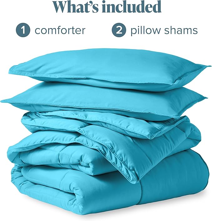 Bare Home Comforter Set - Queen Size - Ultra-Soft - Goose Down Alternative - Premium 1800 Series - All Season Warmth (Queen, Aqua)