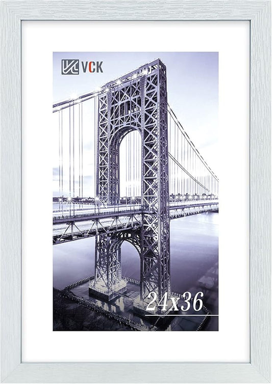 VCK 24x36 Picture Frame Exclusive Large White Poster Frame for Wall Gallery Home Office 1 Pack