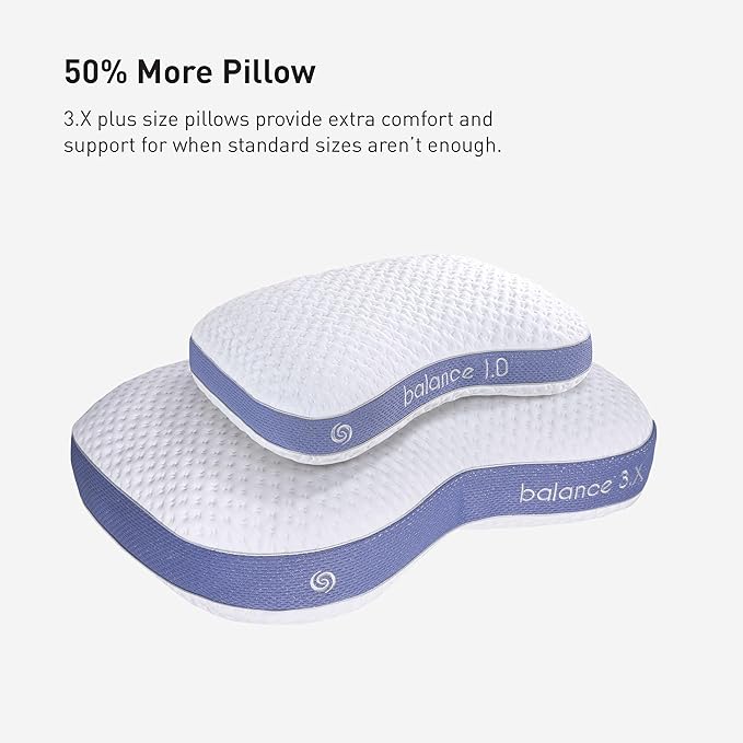 Bedgear Balance 3.X Cuddle Curve Performance Pillow – Extra Large Moisture Wicking Pillow for Sleeping, Lounging, Watching TV – Washable and Removable Cover – Pillowcase Included
