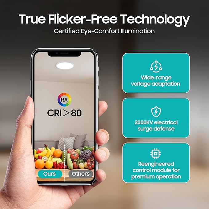 6 Pack 32W 3520LM Dimmable LED Flush Mount Ceiling Light, Ø15.8 Inch 5CCT Selectable (2700K-6500K), Slim Integrated Light Fixture for Kitchen Bedroom Laundry Hallway, White