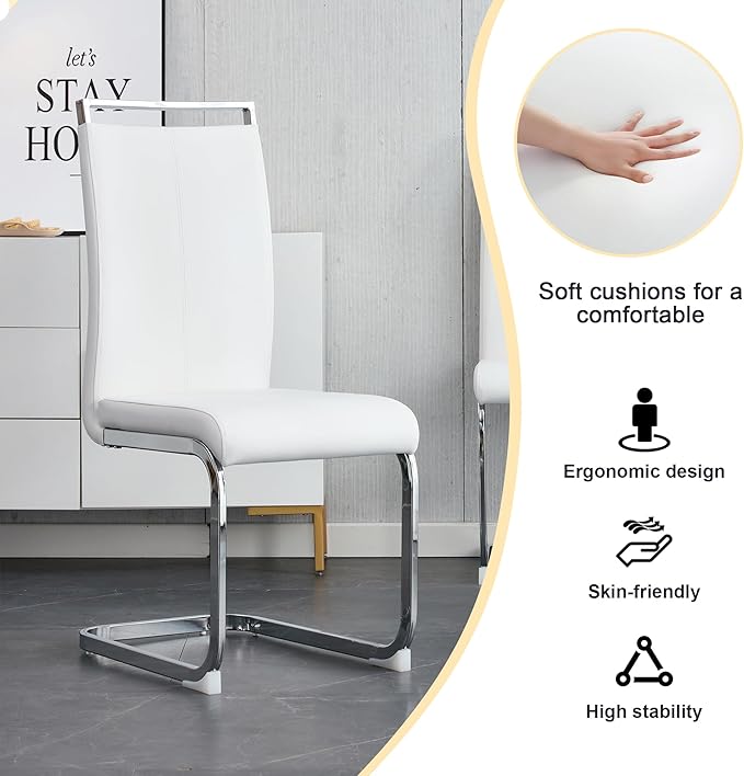 45 Inch Round Dining Table Set for 4, 5 Piece Kitchen Table and Chairs Set, White Faux Marble Table Top, Small Space Dining Set for Apartment or Dining Room