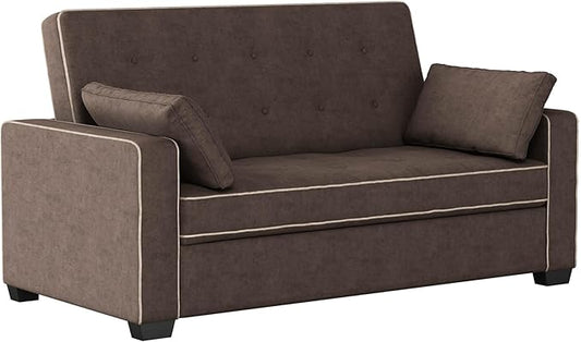 Serta Ainsley Loveseat with Pull Out Sleeper Microfiber Java Full
