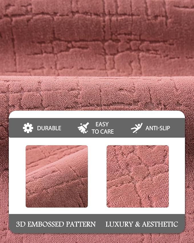 AMOAMI-Bath Mat-Absorbent Quick Dry Bathroom Floor Mats-Washable Rubber Backing Bath Mats for Bathroom Rugs Fit Under Door-Bath Rug for in Front of Sink Bathtub Shower Room, Rose 17''x24''