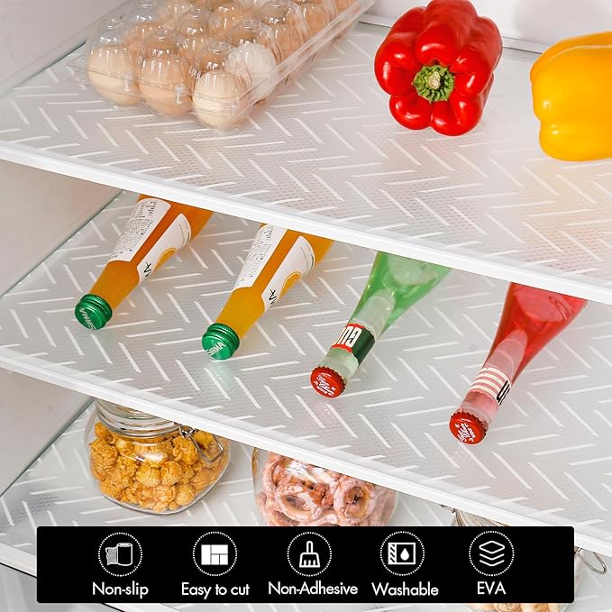 Cooyes Shelf and Drawer Liner for Kitchen Cabinets – Non-Adhesive, Waterproof, Non-Slip Cabinet Liners for Scratch Protection, Desk, Refrigerator, Shelves, Drawers with Modern Pattern