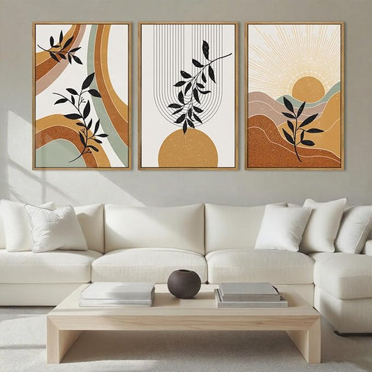 BINCUE Extra Large Boho Wall Art Abstract Wall Decor Mid Century Artwork for Living Room Bedroom Office 24x36 Inches 3 Pieces