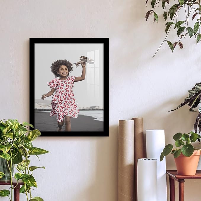 Renditions Gallery 11x14 inch Picture Frame High-end Modern Style, Made of Solid Wood and High Definition Glass Ready for Wall and Tabletop Photo Display, Black Frame