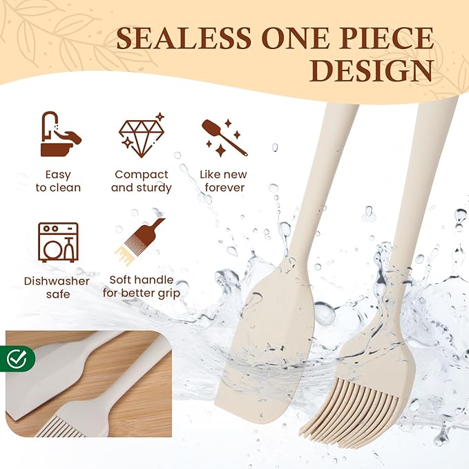 CARTMAN Bakeware Set 9-pieces Brown and White with Round/Square Cake Pan,Loaf Pan,6/12 Cup Muffin Pan,Cookie Sheet, Brush and Spatula, Carbon Steel Bake Set, Nonstick Stainless Steel Baking Pans Set